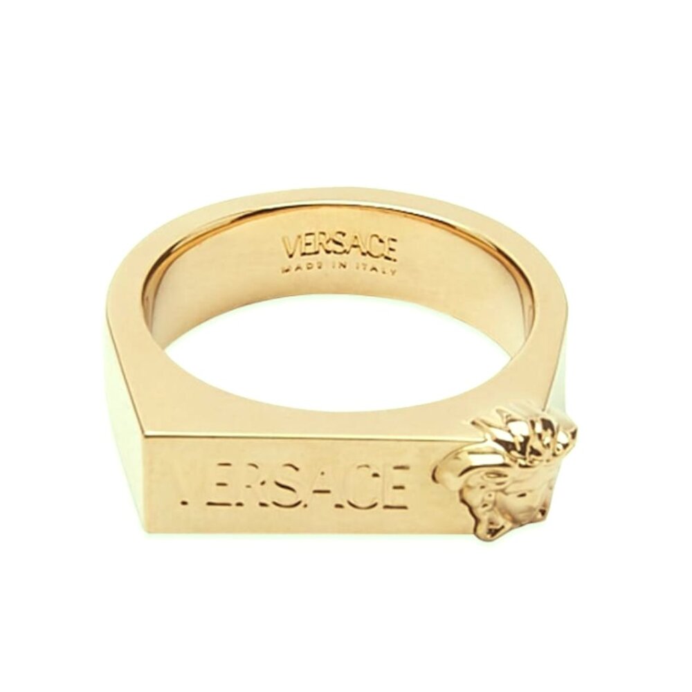 New Versace Gold Tone Medusa Mini Head Logo Ring